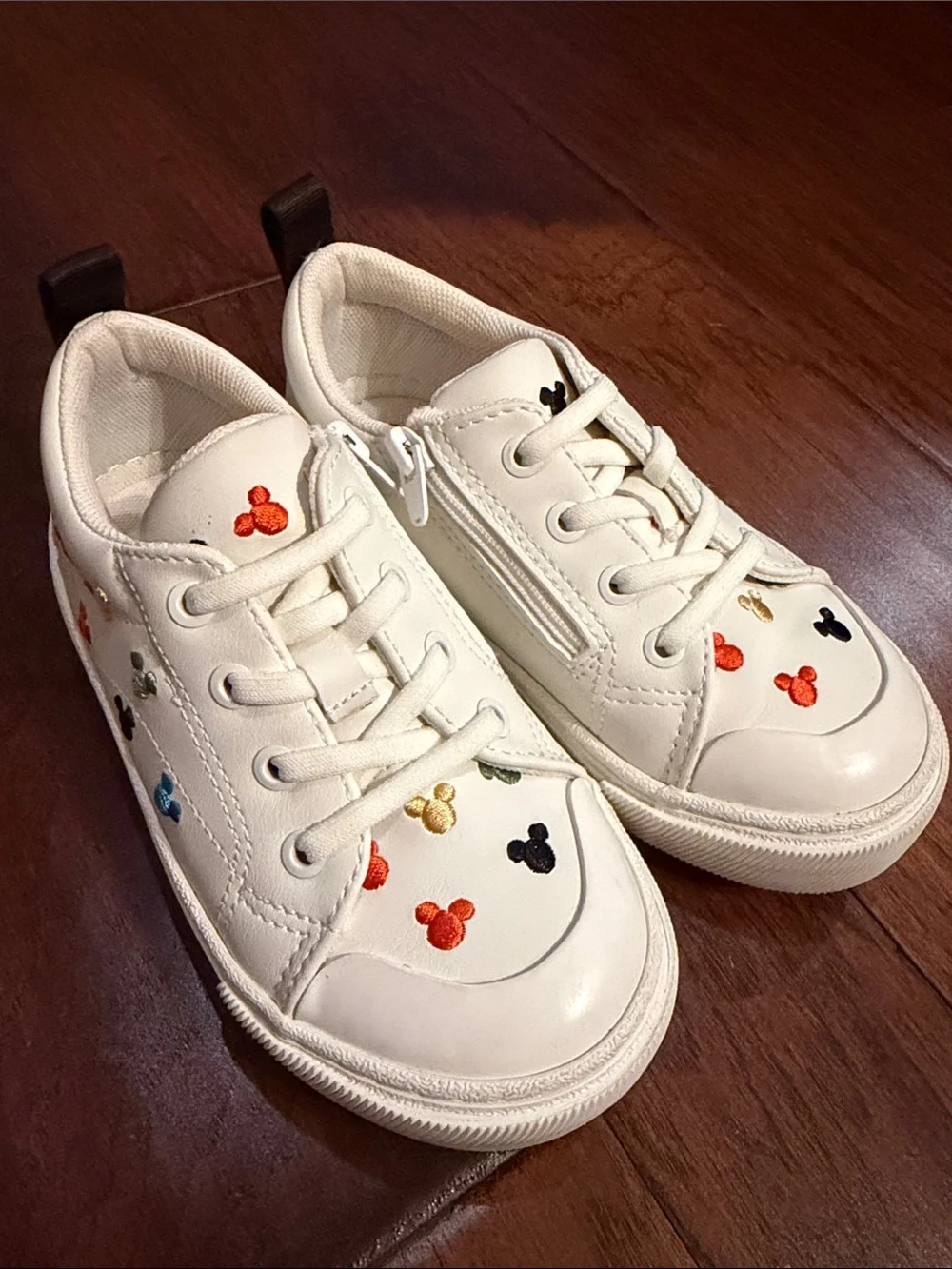 Zara Cream Kids Sneakers with Colorful Embroidered Icons
